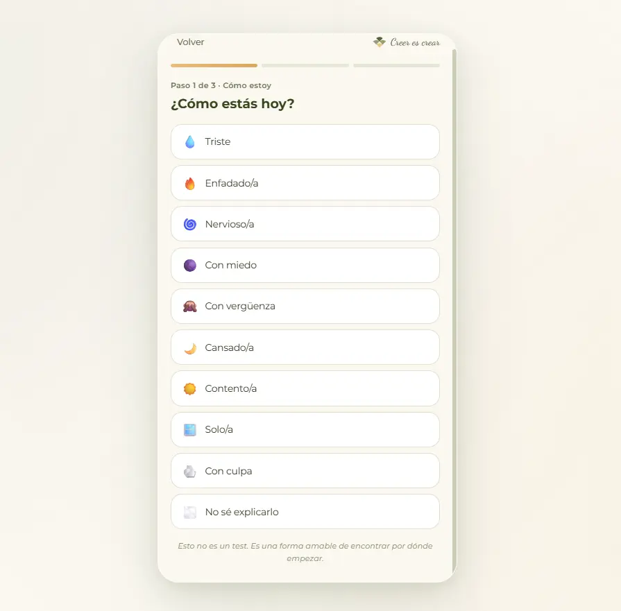 Sección brújula de la app Escucharnos