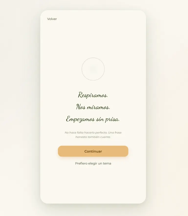 Pantalla de inicio de la app Escucharnos